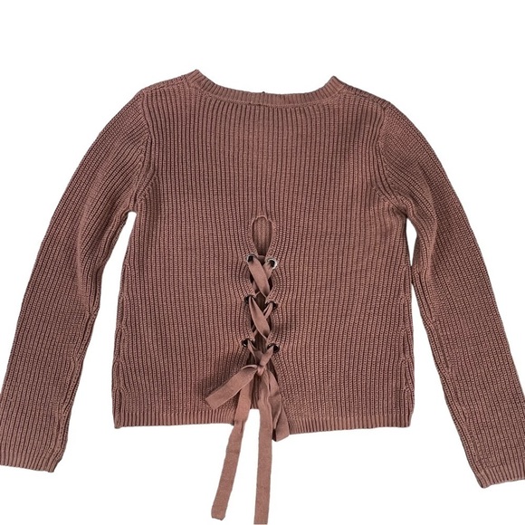 Moon & Madison Pink Mauve Sweater Tie Back Lacing Lace Up Woman’s Sweater Size M - Picture 6 of 14